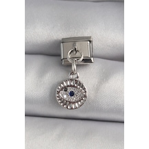 316l Çelik Gümüş Renk Sallantı Zirkon Taşlı Göz Model Charm - Özel Seri Bzsurn009752