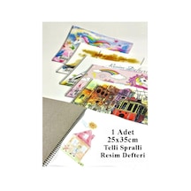 Resim Defteri 15 Yaprak 25x35 Cm 1 Adet Spiralli Orta Boy Telli Resim Defteri Karton Kapak 110 Gr Öğrenci Okul