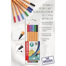 6 Renk Fineliner Kalem 1 Paket Stabilo Point 88 6 Lı Ana Renkler İnce Keçe Uçlu Kalem 0.4mm Su Bazlı Mürekkep