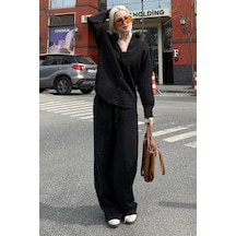 Madmext Siyah Basic Kadın Gömlek Pantolon İkili Takım Mg2352 Siyah