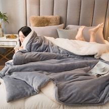 Mulberry Sherpa Polar Çift Taraflı Tek Kişilik Battaniye 160 x 220 CM Açık Gri