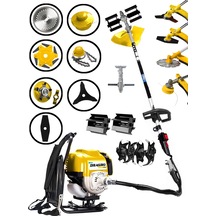 Dragro DRG-2PR 4x4 Bahçe Seti Sarı 2 Zamanlı Sırt Tipi Benzinli Motorlu Tırpan Ot Çim Çayır Biçme Kesme Makinesi