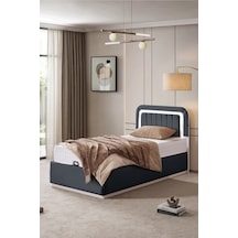 Demonte Baza Seti, Valens Ledli Tek Kişilik Baza Başlık Seti - İkili Set, Antrasit - 100x200 Cm 100 x 200