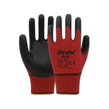 Beybi Pn3 Kırmızı Nitril Kaplı Örgü Polyester Iş Eldiveni