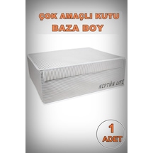 Hurç Kapaklı Çok Amaçlı Saklama Kutusu Organizer Baza 50 X 40 X 19 Cm Gri Renkli