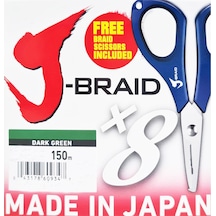 Daiwa Jbraid 8b Koyu Yeşil 150m İp Misina Makas Hediyeli 0.18mm 12kg 0.18mm 12kg