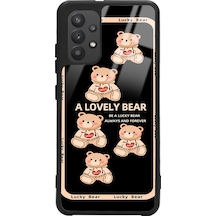 Samsung Uyumlu A32 Lucky Bear Tasarımlı Glossy Telefon Kılıfı Siyah