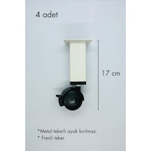 Sihirli Sehpa Tekeri Masa Tekeri 17 Cm Kırılmaz Metal Teker Fren Sistemli Beyaz