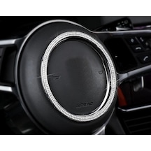 Porsche Direksiyon Logo Kristal Taş Çerçeve Krom Metal (528097644)
