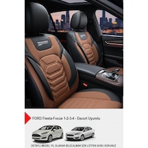 Titanyum Serisi Lüks Keten Oto Koltuk Kılıfı - Ford Focus-fiesta İle Uyumlu Taba