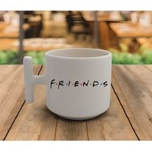 Latte & Espresso El Yapımı Friends Yazılı T Kulp Kupa 200 Ml Beyaz