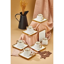 Carmen 6 Kişilik Porselen Gold Detaylı Kahve Fincan Takımı