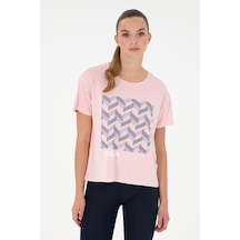 U.S. Polo Assn. Kadın Pudra Desenli Bisiklet Yaka Tişört 50291640-VR042