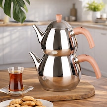 Porsima 1029-1 Damla Bakalit Kulp Orta Boy Paslanmaz Çelik Çaydanlık Takımı - Rose - 1.25-2.00lt Diğer
