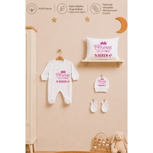 Pia Baby İsme Özel Kız Bebek Tulum %100 Pamuk Organik Baskılı İsimli Bebek Tulumu 35x45 Cm Yastık Kılıfı Bebek Seti 2032yt3x Krem