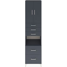Hyperion Dolap 3 Raflı 5 Çekmeceli 2 Kapaklı 60x44x243 Antrasit-antrasit Antrasit