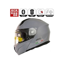 M966 V2 Gri Motosiklet Kaskı Güneş Vizörlü Çene Açılır Motorcu Kask