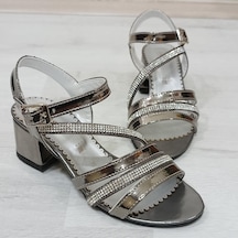 Fiyra 9004 Platin Taşlı Kız Çocuk Abiye Topuklu Sandalet Ayakkabı 001