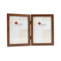 766057d Küçük Hindistan Cevizi Ahşap Menteşeli Çift Resim Çerçevesi, 13,8 X 17,7 Cm