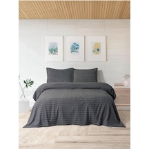 Modern Twist 3 Parça Battaniye Seti Çift Kişilik Battaniye Seti Koyu Gri