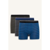 Defacto Regular Fıt Çizgili 3lü Boxer G8165ax26spbe376 Mavi-be376