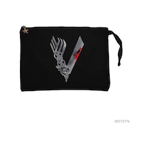 Zepplin Giyim Vikings Blood Logo Siyah Clutch Astarlı Cüzdan / El Çantası