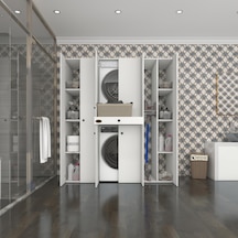 Kenzlife Çamaşır-Kurutma Makinesi Dolabı Nazzam Byz 187 170 60 Çekmeceli Raflı % 100 Full Mdf Çok Renkli