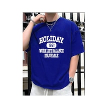 Medinenur Unisex Holiday Baskılı Tshirt Mavi