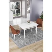 Canisa Concept Nil Serisi 70x110 Sabit Mutfak Masası Takımı Beyaz Masa 2 Kiremit Sandalye Masa Beyaz Sandalyeler Kiremit
