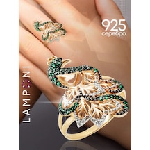 Lamponi Ürün: Altın Kaplamalı Kuşun Ateş Rengi 925 Ayar Gümüş Zümrüt Yüzük 100673941 Altın