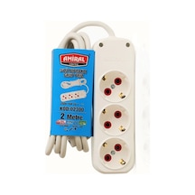 Amiral 3' Lü Topraklı 2 Metre Kablolu Grup Priz 1