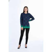 Lal Kadın Bluz Lal12404 Lacivert - Yeşil
