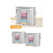 3 Adet - Pencereli Saklama Çantası 50 X 45 X 30 Cm - Gri Benekli Polipropilen 75 X 40 Gri Diğer