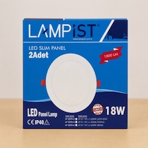 Lampist Led Slım Panel 18w Siyah Kasa 2adet Ip40