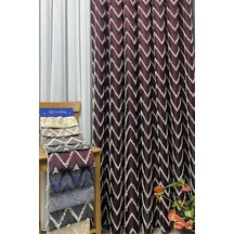 Cortibo Verona Desenli Fon Perde Bordo - Pilesiz, 100 X 250 Çok Renkli