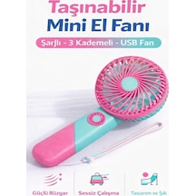 Taşınabilir Mini El Fanı Şarjlı 3 Kademeli Usb Fan Sessiz Güçlü Rüzgar Vantilatör