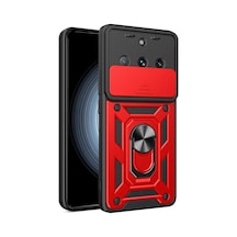 Gld-spt- Newface Realme 11 Pro Kılıf Pars Lens Yüzüklü Silikon - Kırmızı