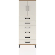 Arges Dolap 2 Raflı 6 Çekmeceli 2 Kapaklı 60x30x163 Çam-aytaşı Çam