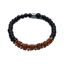 Jtss26blk1688 Jasper Onyx Ve Hematit Doğaltaş Esnek 6mm Janti Bileklik Çok Renkli