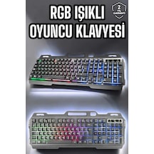 Mey İthalat Led Işıklı Klavye Usb Girişli Rgb Işıklı Q Klavye Mouse Hediyeli 41047416