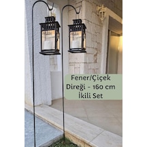 Bahçe Kazığı Ve Direği İkili Set 160 Cm, Siyah, Fener Ve Saksı Askısı