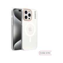 Apple iPhone 15 Pro Magsafe Uyumlu Mat Sert Klein Kılıf Beyaz
