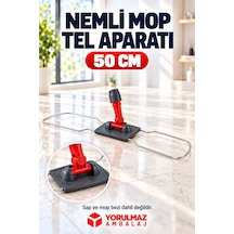 50 Cm Tel Mop Aparatı Bağcıklı Cepli Mop Uyumlu Katlanabilir Paspas Aparatı