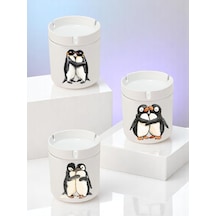 Penguen Baskılı 3'lü Seramik Küllük Kül Tablası - Küllük Modelleri, Küllükler, Kokusuz Küllük