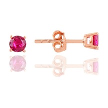 Gümüş Rose 4 Mm Fuşya Tek Taş Küpe