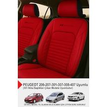 İstanbul Serisi Deri Oto Koltuk Kılıfı Peugeot 206-207-208-306-307-407- Uyumlu Kırmızı