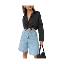 Rahat Kesim Denim Şort Çift Cepli Açık Mavi
