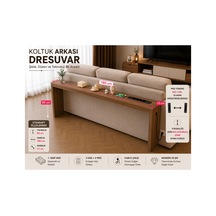 Café Royale Vintage & Usb-tech Konsol Raf - 3 Usb + 4 Priz Girişli Mdf Koltuk Arkası Raf Dresuar Ceviz 180x85x12