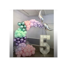 Krom Mor Yeşil Makaron Lila Mint Yeşili Makaron Pembe Balon Zinciri 100 Adet Mix