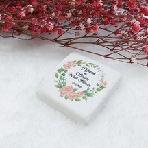 Taş Magnet Nikah Şekeri Nişan Hediyeliği Yeşil Pembe Çiç(30 Adet)